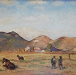 1933 &quot;Monti Pisani&quot;, olio su cartone cm 34x46