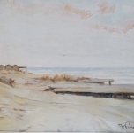 seconda metà anni '30 &quot;Mare, Bocca d'Arno&quot; olio su cartone cm 29x38  