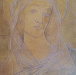 1937 &quot;Madonna&quot; cuoio inciso  cm 38x30