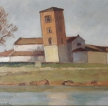 anni '30 seconda metà &quot;San Michele degli Scalzi&quot; olio su cartone cm 24x31