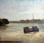 1930 - 35 Resti del Ponte della Vittoria (olio su tavoletta  cm. 35x45)