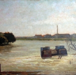 1930 - 35 Resti del Ponte della Vittoria (olio su tavoletta  cm. 35x45)