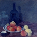 1920 ca  Natura morta con bottiglie (olio su cartone cm 47,5x49)