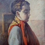 1932  Ritratto di adolescente con fazzoletto rosso (olio su cartone cm55,5x46,5)